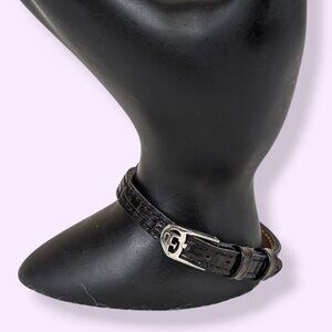 Ferrante Italian Black Leather & Sterling Silver Bracelet & Sliding Charms